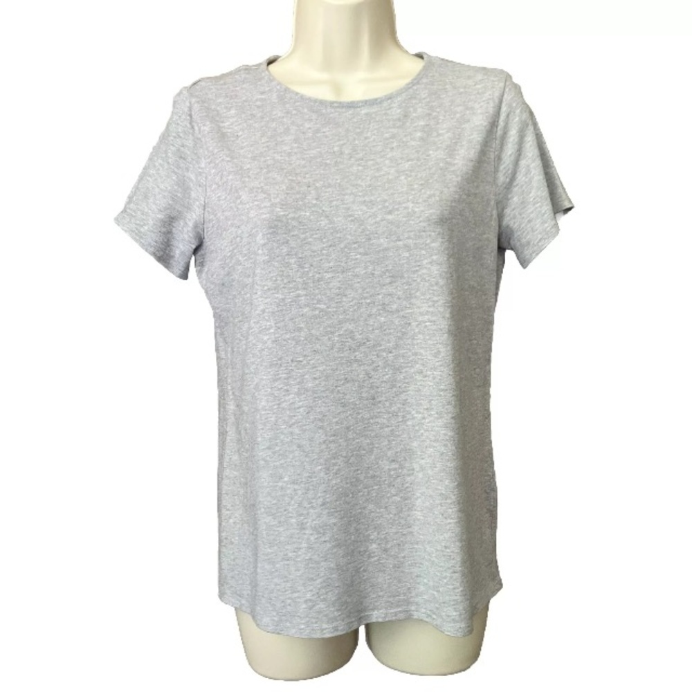 Magaschoni Grey Top Pima Cotton Modal Crew Neck Short Sleeve Stretch Women’s M
